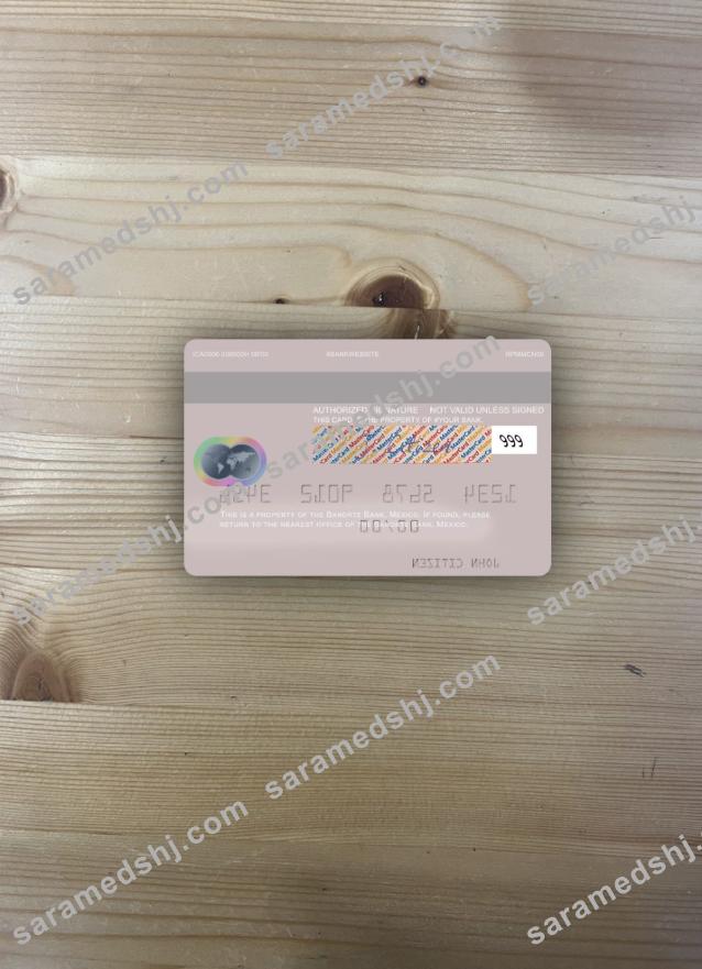 Mexico Banorte Bank mastercard photolook back